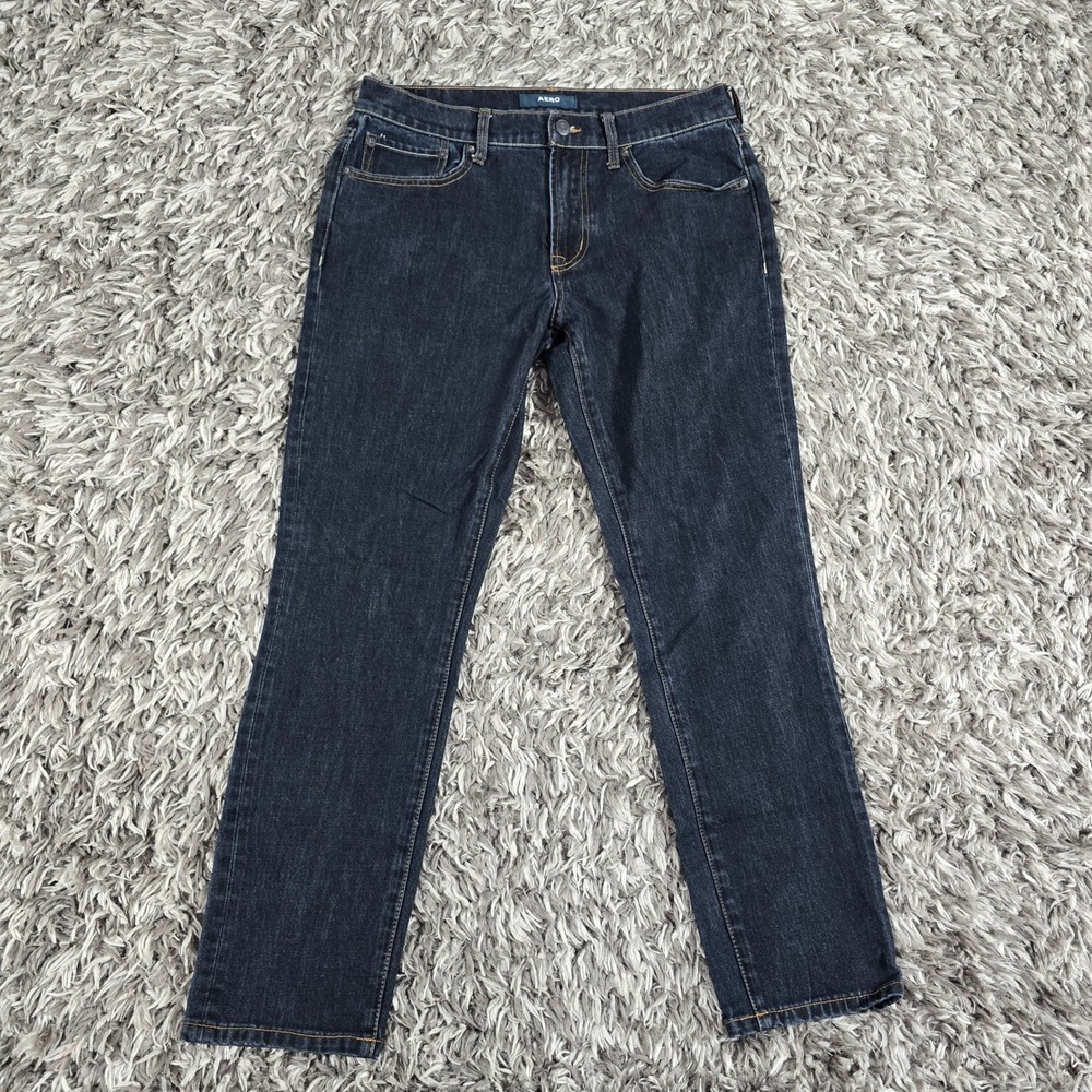 Aeropostale Aero Mens Skinny Jeans 32x30 Dark Wash Blue Stretch Denim RN154379
